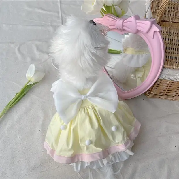 

Summer Cake Dress Bow Bubble Dress Pomeranian Bichon Marzis York Thing Dress Dog Clothes Cat Dress Small Dog Dress Cat Dresses