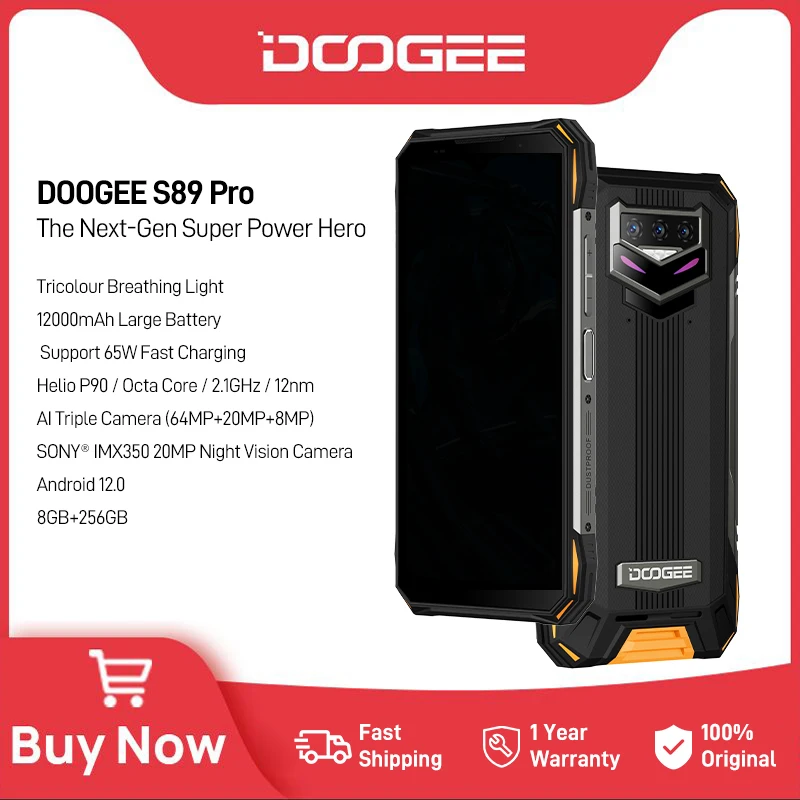 DOOGEE S89 Pro Helio P90 64-мегапиксельная камера 12000 мАч Аккумулятор 65 Вт Быстрая зарядка