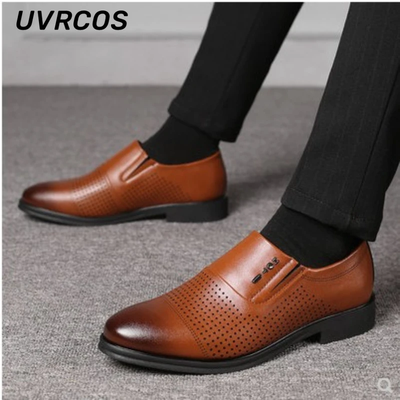 

Hollow Casual Shoes Cover Foot Shoes Men Business Formal Leather Shoe Breathable Men All-match Breathable Wear-resistant The New