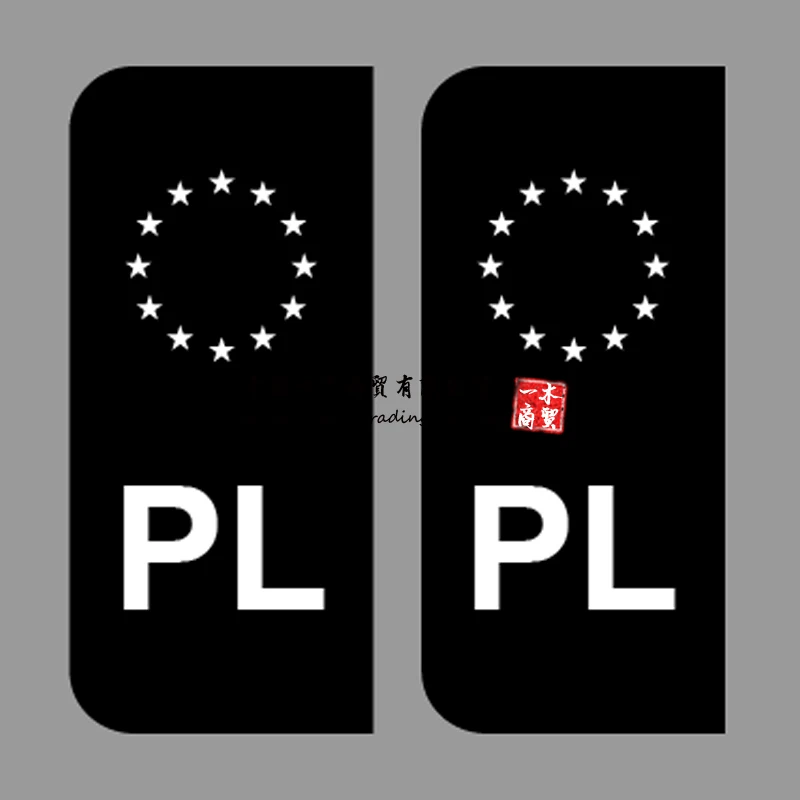 2 х табличка с номером черная наклейка PL CZ DK SK GR GE полевая пленка Черный