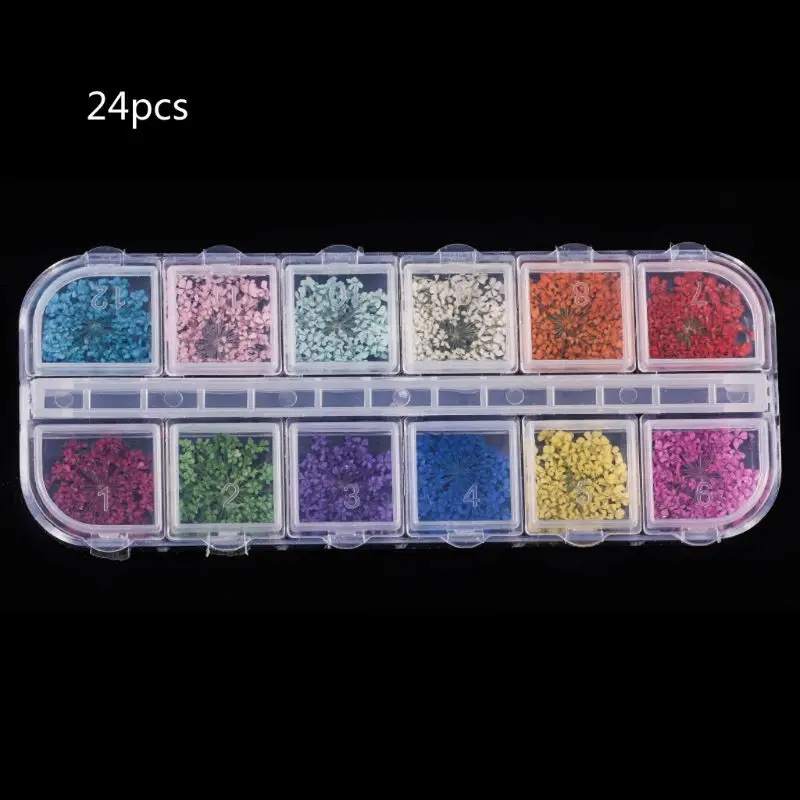 

24 Pcs/Set Real Dried Pressed Flowers Resin Supplies Epoxy Fillers for DIY Decor