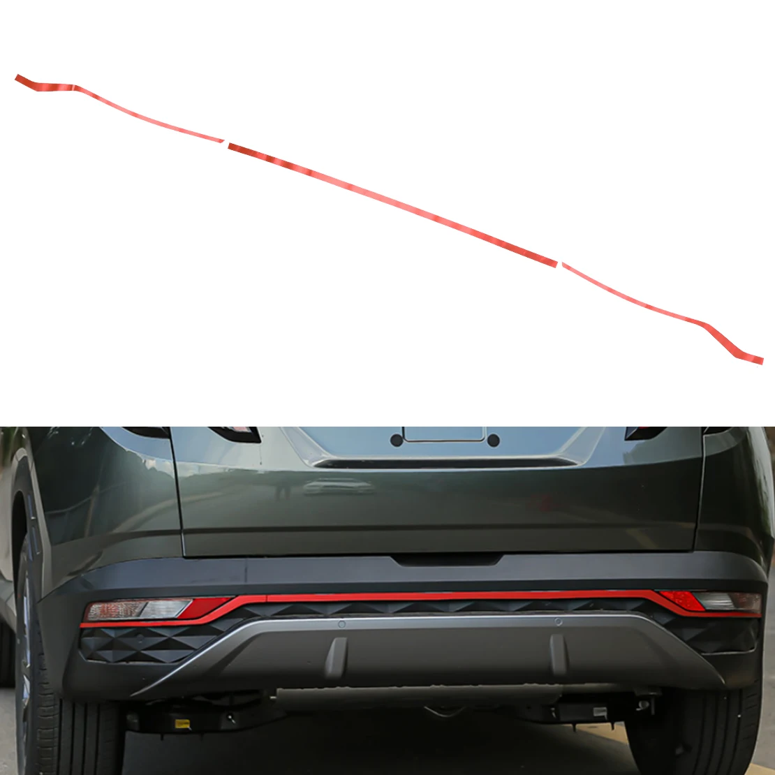 

Car Red Rear Bumper Fog Lamp Light Strip Trim Sticker Vinyl Fit for Hyundai Tucson 2022 2023 Decoration