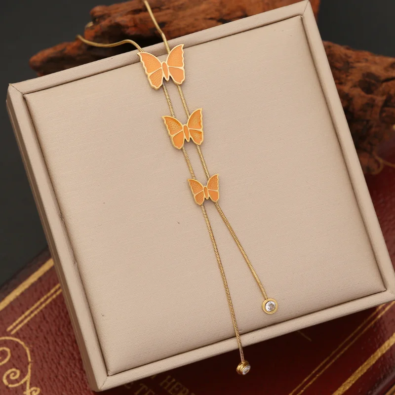 Draweye Necklaces for Women Butterfly Spring Summer Korean Fashion Sweet Jewelry Tassels Elegant Vintage Collares Para Mujer