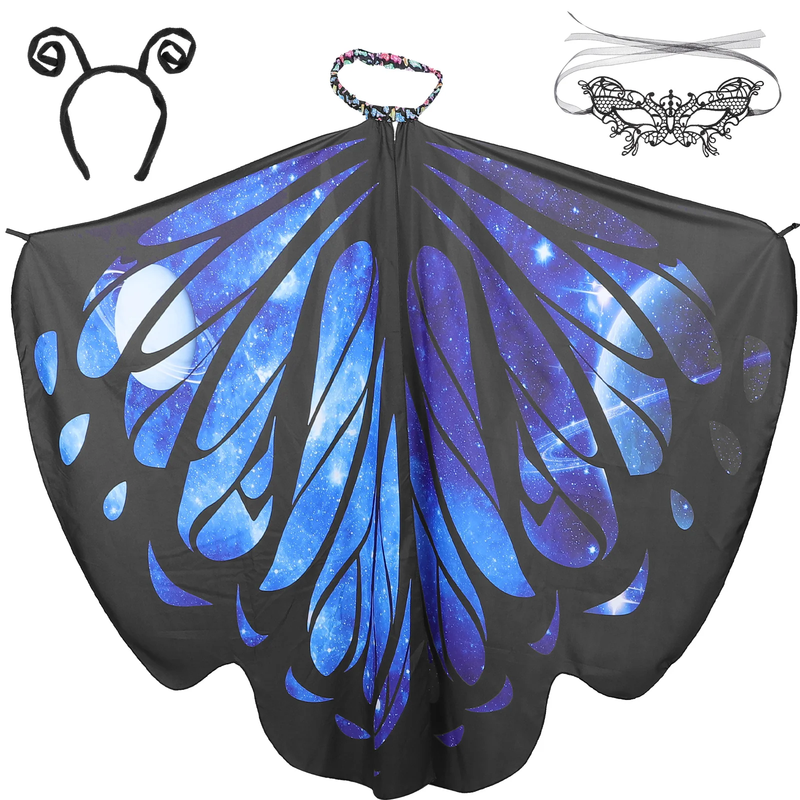 

Butterfly Shawl Cape Portable Butterflies Cloak Masquerade Mask Reusable Female Decorative Polyester Chic Headdress Delicate