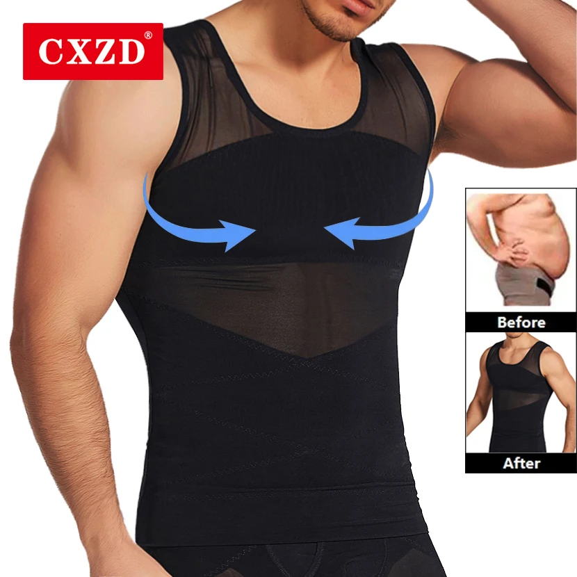 

CXZD Men's Body Shaper Waist Trainer Slimming Vest Corset Tank Tops Undershirt Abdomen Slimming Shapewear Fat Burn Fitness Suits