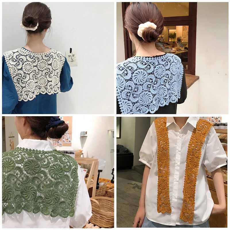 

South Korea's Dongdaemun fashion isn style new literary female lace hollow small shawl clothing decorative cotton scarf