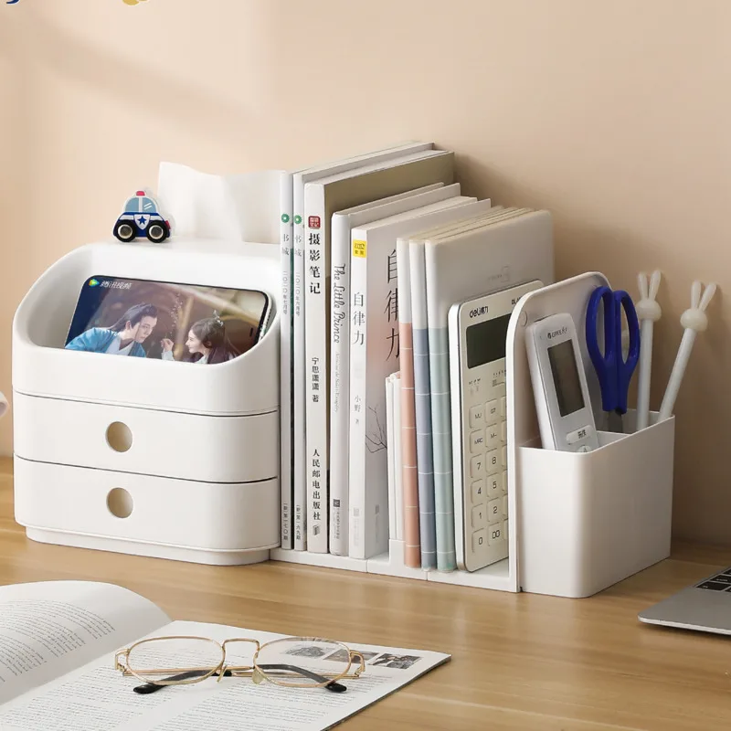 

Simple And Modern Tissue Boxes Desktop Multi-layer Makeup Organizer Drawer Design Storage Box Versatile Scene Book Shelves