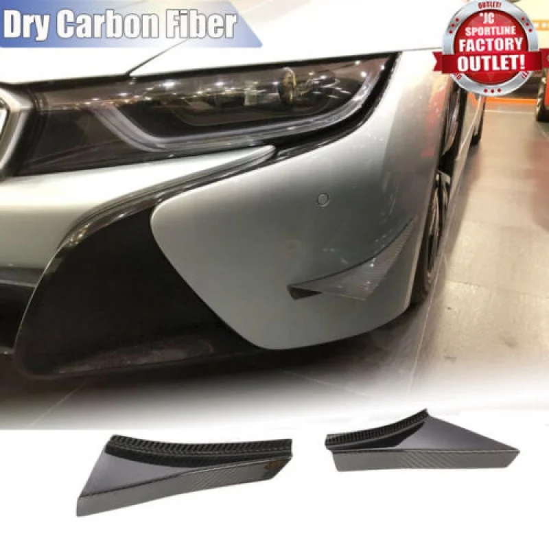 

For BMW i8 Coupe 2014-18 Dry Carbon Fiber Front Bumper Splitter Fins Canards Lip
