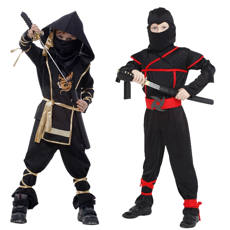 

Boy Ninja Costume Uniforms Kids Halloween Party Fancy Dress Children Warrior Samurai Ninja Cosplay Suit