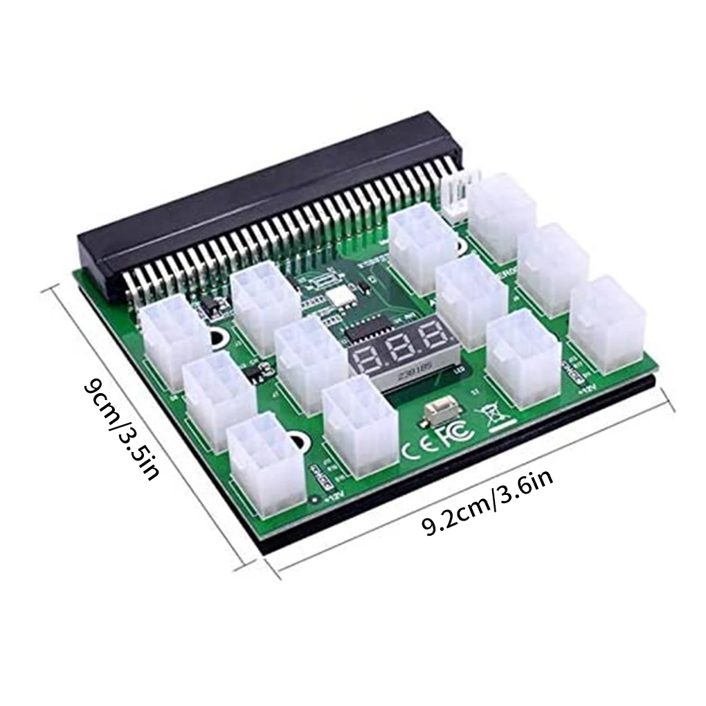 

12V Server Power Supply PCI-E 12x6pin Adapter Breakout Board with Digital Voltage Display