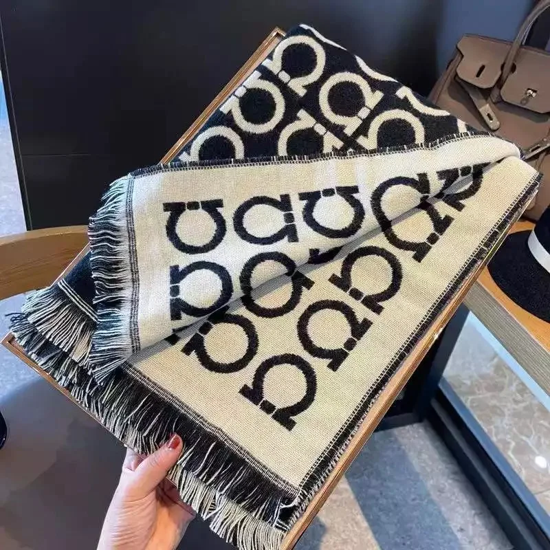 

Роскошный брендовый зимний шарф для женщин и мужчин, теплое одеяло из пашмины, большая шаль с буквенным принтом, кашемировый платок унисекс,...