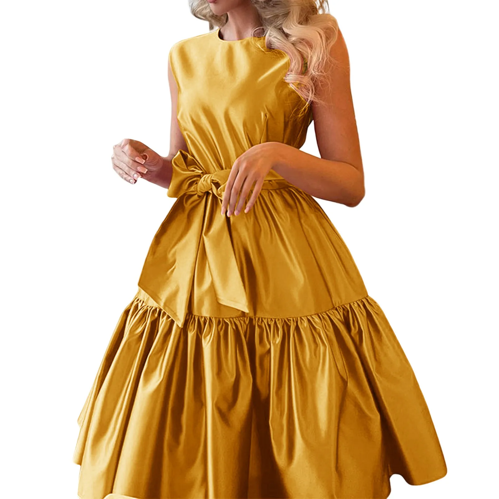 

Corsets Dress for Women 2023 Spring Summer Women's Dress Solid Fashionable And Sexy Round Neck V Neck Maxi Dress