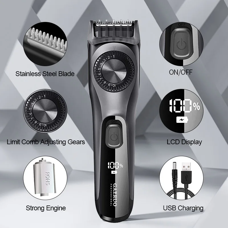 Professional Hair Clipper LED Adjustable Beard Trimmer Rechargeable Hair Trimmer For Men Shaver Electric Hair Cutter Machine enlarge