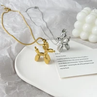 carlidana hot sale balloon design cute puppy dog pendant necklace simple luxury clavicle chain multi type necklace for women