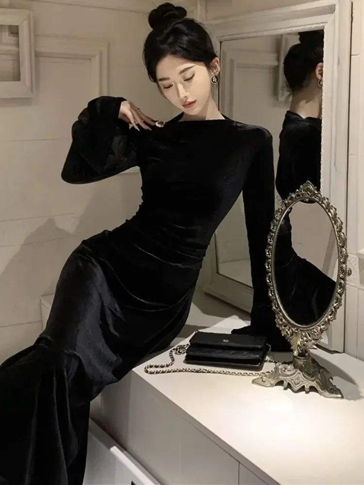 Обручальное платье для женщин и дочерей с облегающим кроем бедрами бархатное