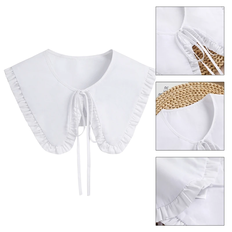 

Fashion White Triangular False Collar Pleated Brim Women Faux Collar Shirt Dress Decoration Tie Clothing Accessories