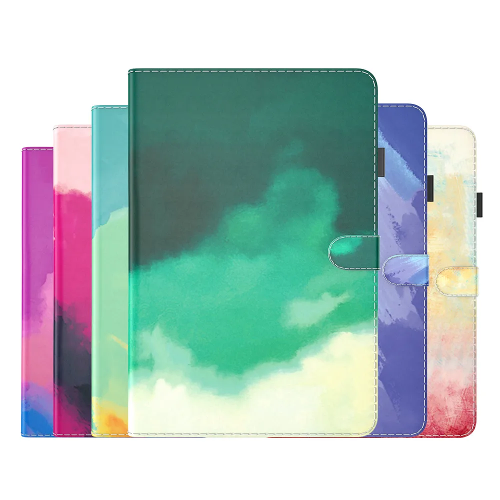 

For Huawei MatePad T10S AGS3-W09 AGS3-L09 10.1 2020 T10 9.7 inch T 10 2021 Case Coque Watercolor Leather Wallet Tablet Cover