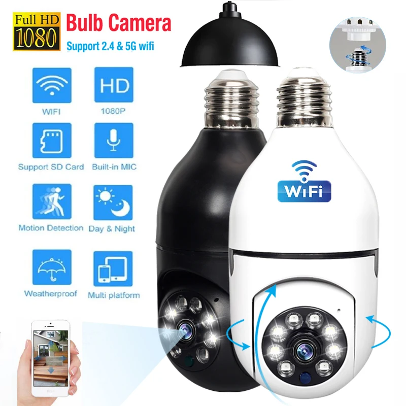 2MP E27 Bulb Surveillance Camera Night Vision Full Color Automatic Body Tracking Security Surveillance Smart Home CCTV Camera 2MP E27 Bulb Surveillance Camera Night Vision Full Color Automatic Body Tracking Security Surveillance Smart Home CCTV Camera
