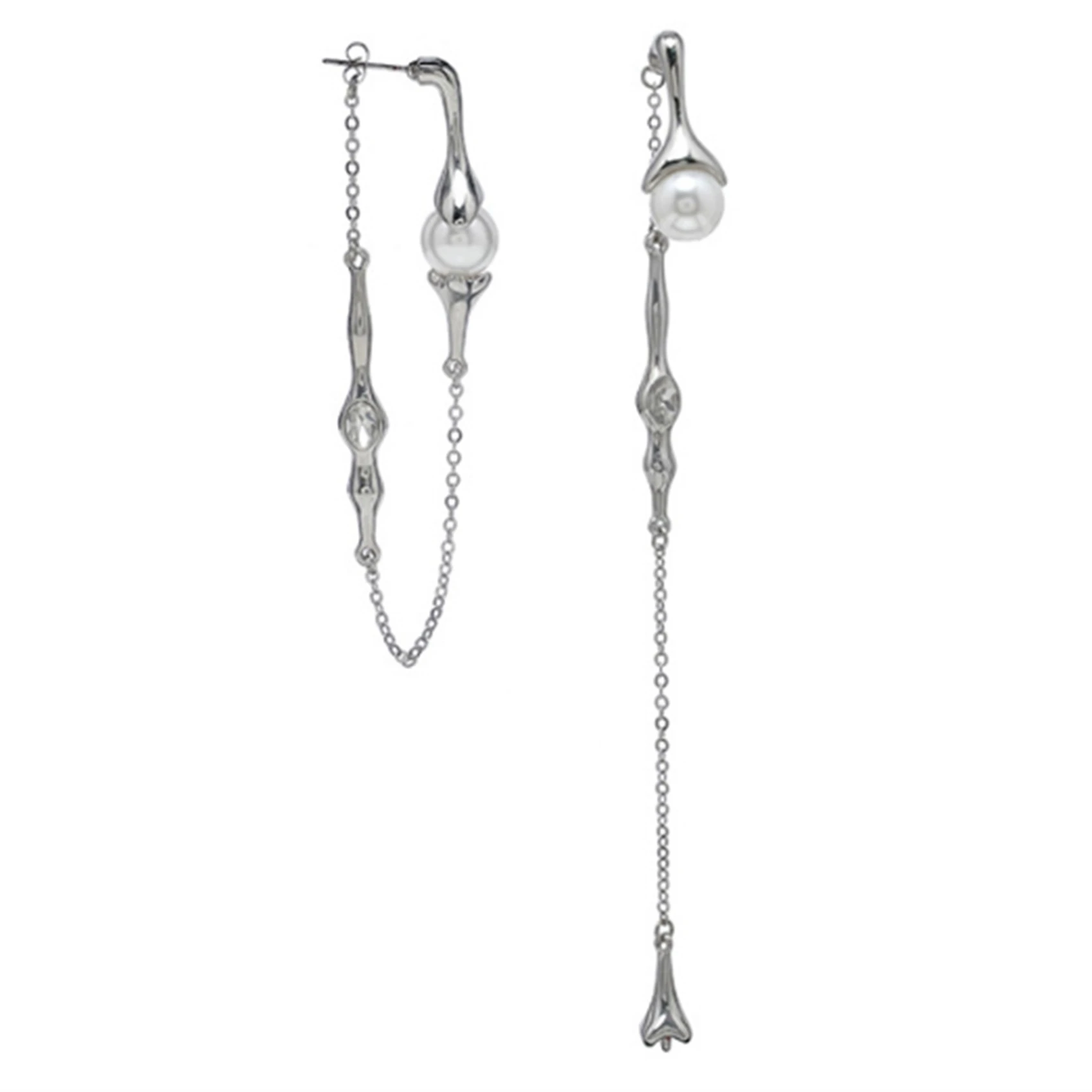 

Fashion Design Irregular Metal Long Drop Earrings Women Asymmetric Elegant Pearl Boucle Jewelry