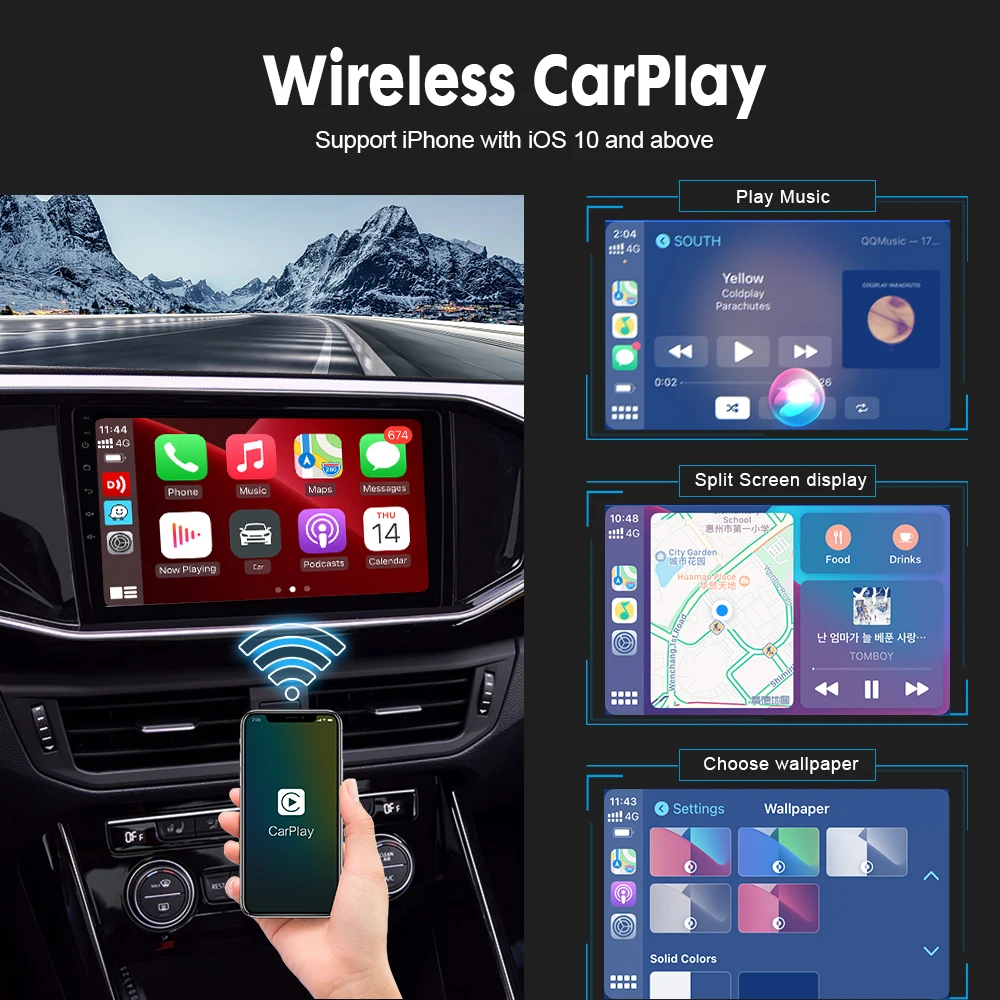 Фото Carlinkit Wireless CarPlay и Android Auto Dongle для Android Автомобильный навигационный плеер USB-адаптер Зеркальный экран Spotify Waze CCPM/A №2