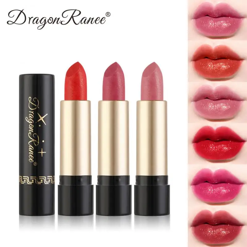 

DRAGON RANEE Waterproof Nude Glitter Lipstick Makeup Long Lasting Velve Red Mermaid Sexy Shimmer Lip Stick Cosmetics Beauty