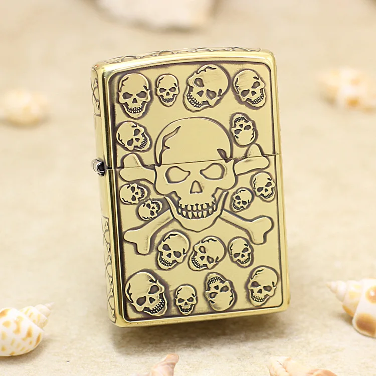 

Genuine Zippo oil lighter copper windproof golden Bronze skeleton cigarette Kerosene lighters Gift with anti-counterfeiting code