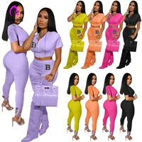 tracksuit women 2 piece set printed zipper fly crop hooded coat skinny jogging pants matching set 2022 autumn workout tracksuits