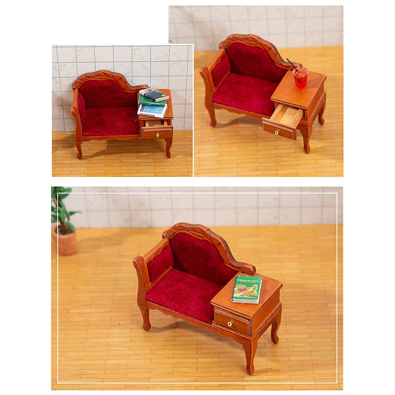 

1:12 Scale Mini Sofa Drawer Cabinet Armrest Sofa Model Dollhouse Miniature Accessories Living Room Furniture Toy Dollhouse Decor