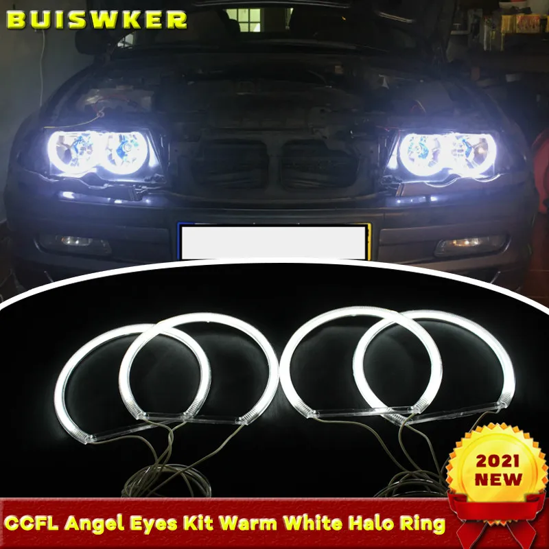 

3 года гарантии, высококачественный комплект глаз ангела CCFL 4x131 мм, кольцо с теплым белым ореолом для BMW 3 5 7 серии E36 E38 E39 E46 Demon Eye