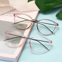 fashion simple myopia glasses round frame anti blue light men women light weight nearsighted glasses 0 4 0