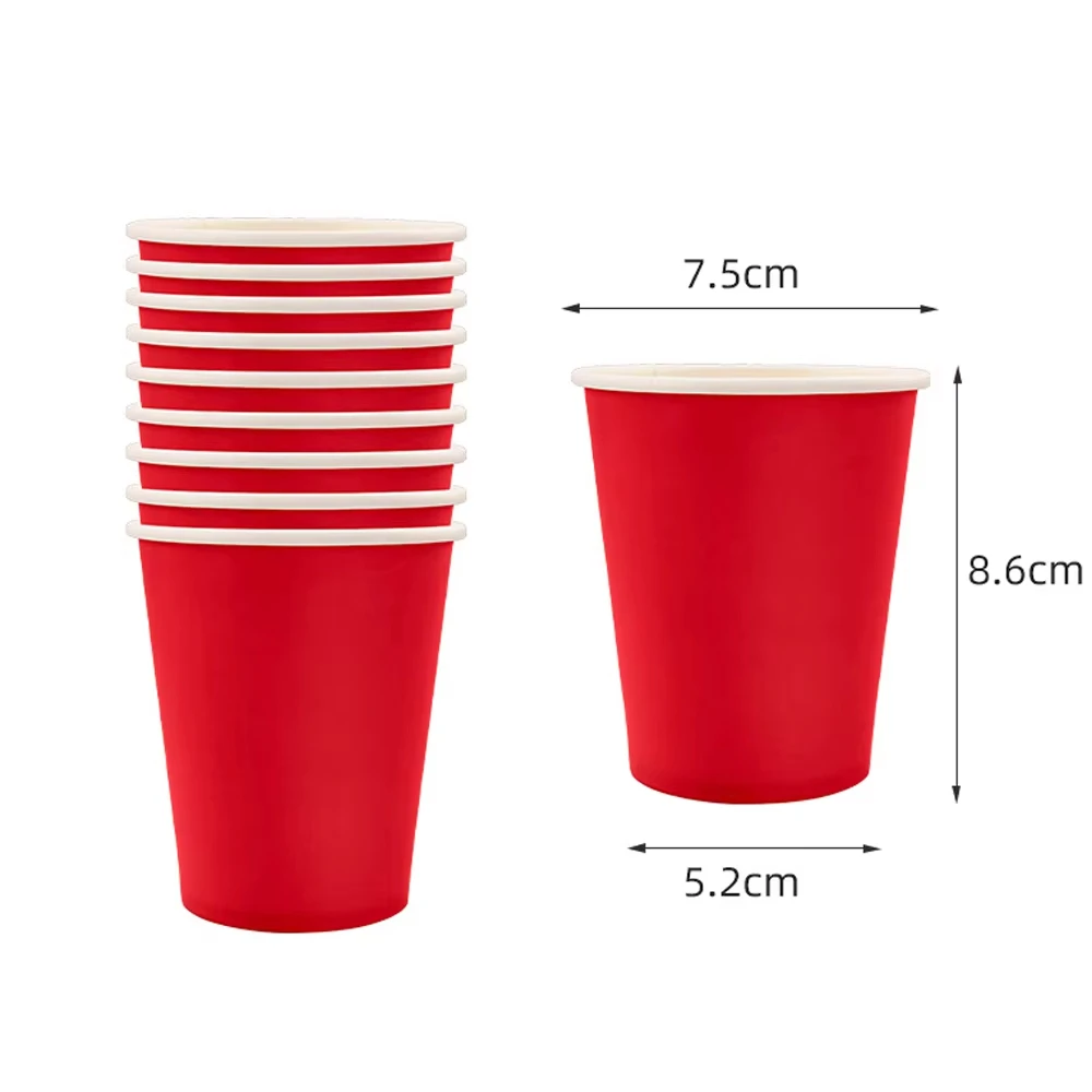 Фото Solid Red Theme Birthday Party Supplies Disposable Dinnerware Paper Napkin Cup Plate Tablecloth Banner for Wedding Decoration №2