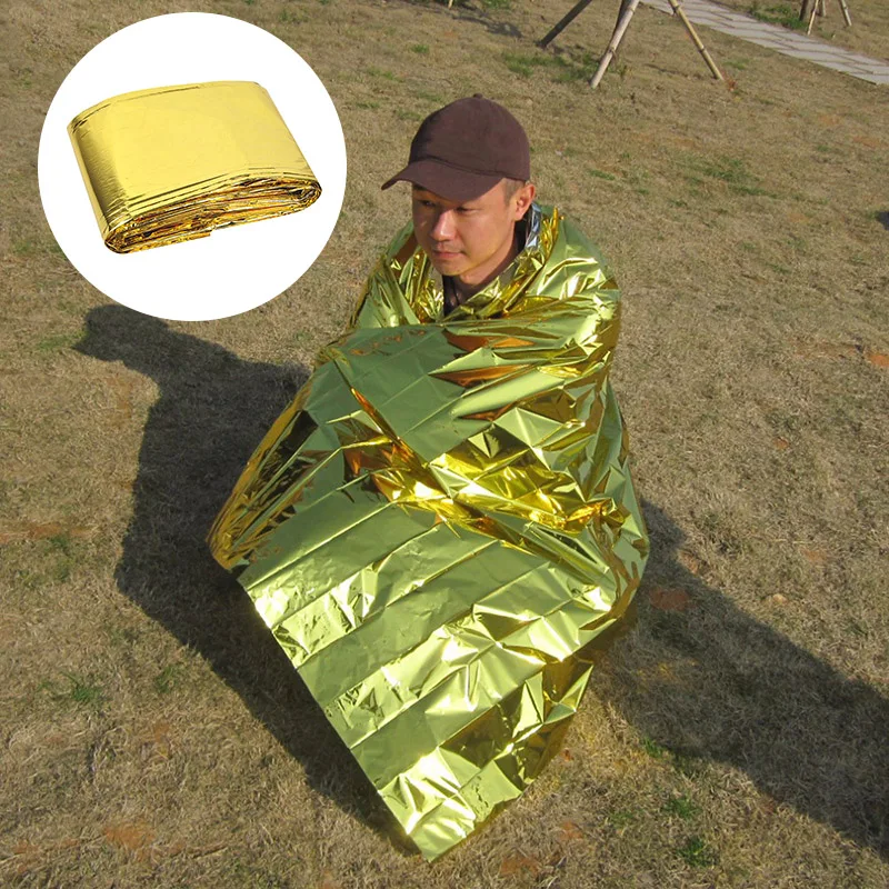 

New Emergent Blanket Lifesave Dry Outdoor First Aid Survive Thermal Warm Heat Rescue Mylar Kit Bushcraft Treatment Camp Blanket
