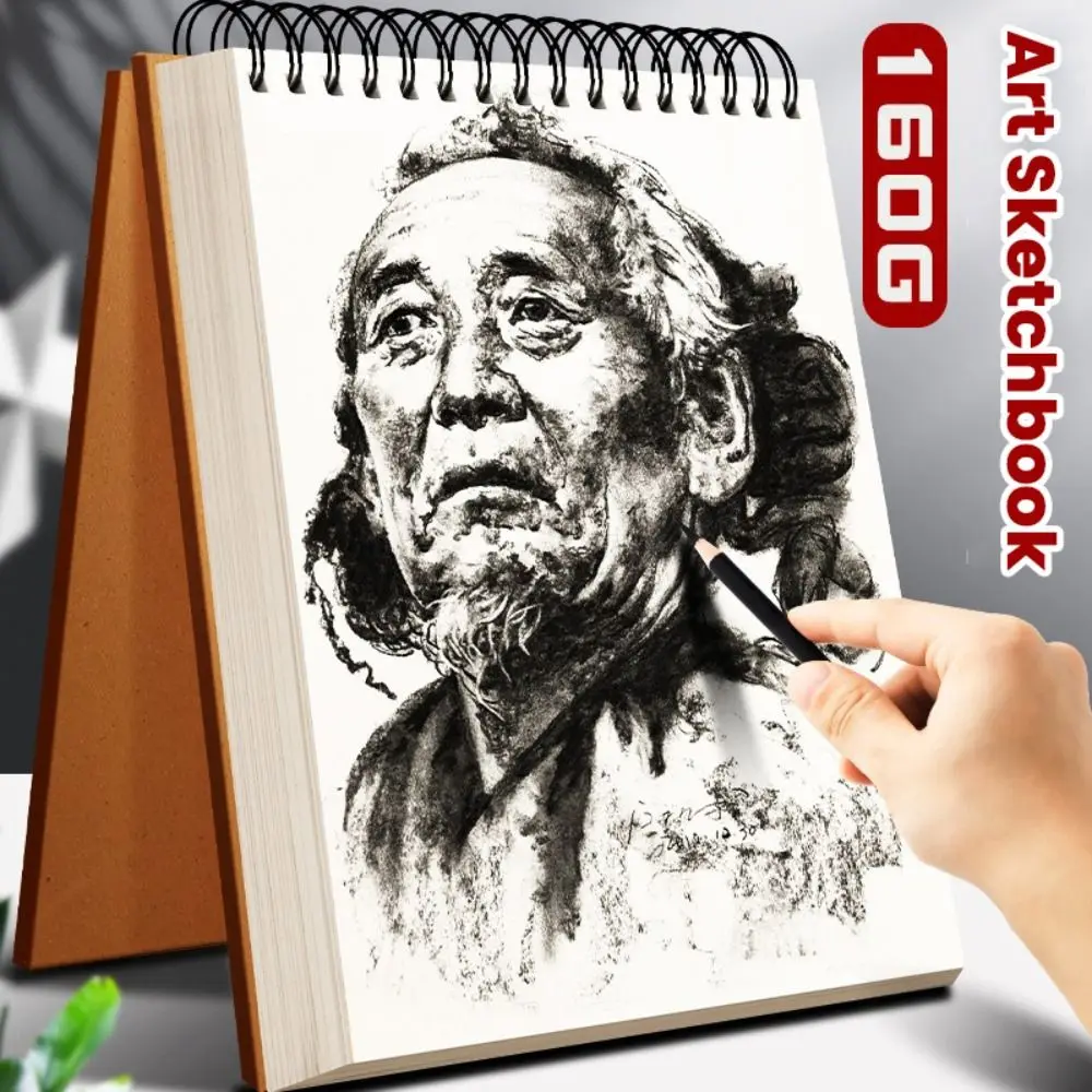 Simple Kraft Paper Art Sketchbook A4/8K/16K/32K/A3 Flip-up Spiral Notebook 30Sheets/60Pages Drawing Notepad Supplies