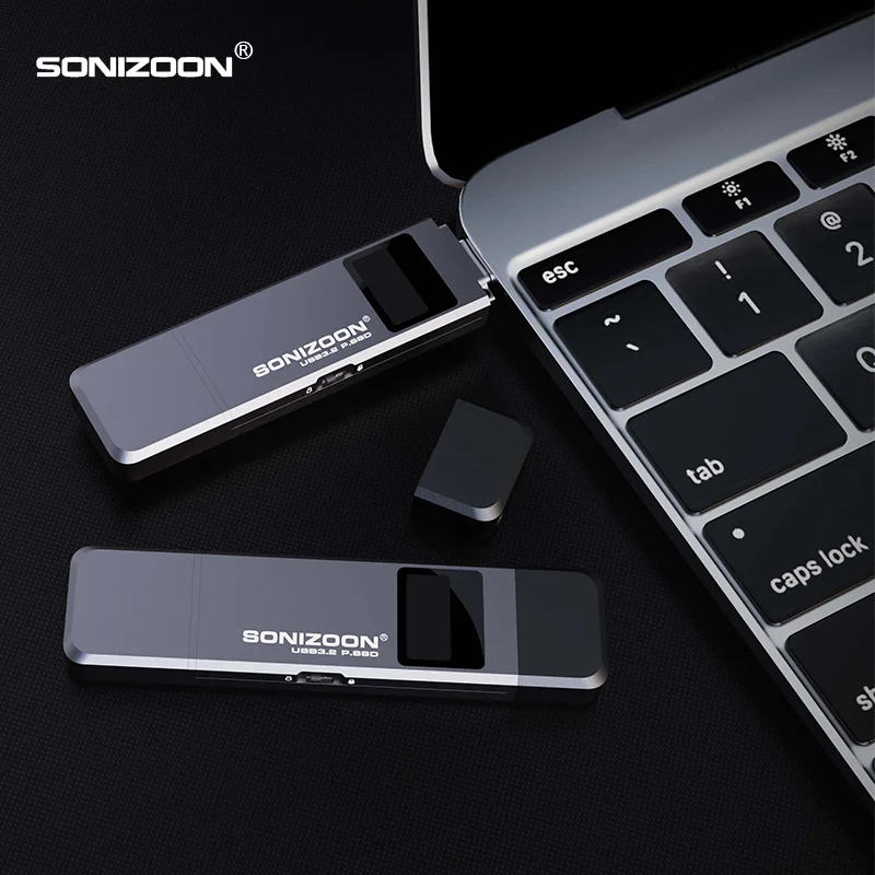 Портативный SSD-накопитель с функцией шифрования отпечатков пальцев 128/256/512 Гбит/с