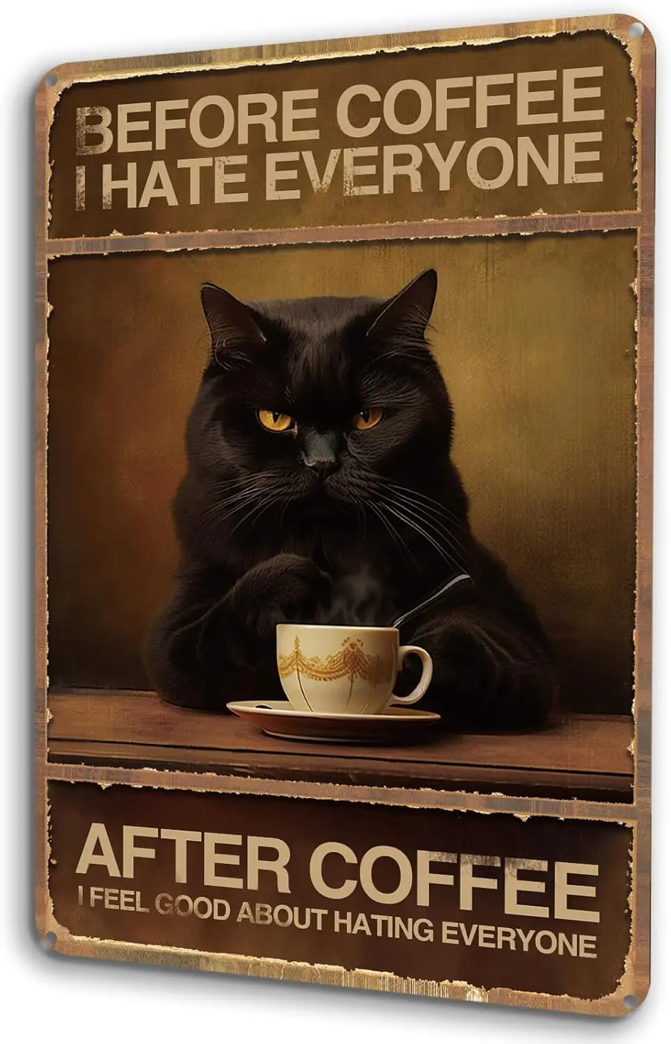 

1p,Doguiei Забавные черные преферские кофейные знаки для кухни, винтажные жестяные знаки черного цвета перед кофе, я ненавижу все, доступ к кофейне