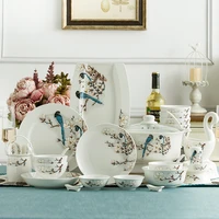 jingdezhen bone china bowl and plate set ceramic tableware set chinese household bowl and plate tableware gift set