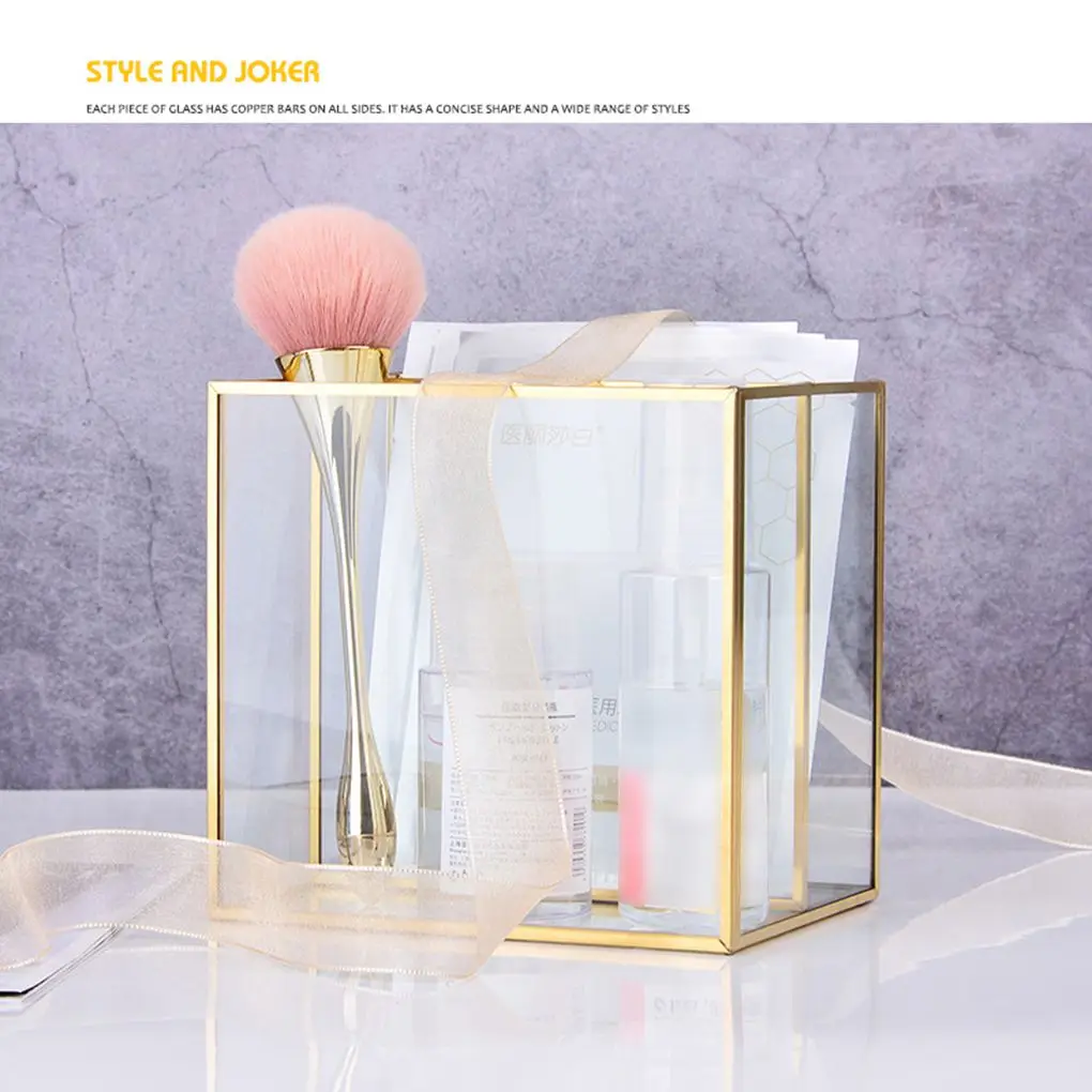 

Multi-Compartment Makeup Organizer Clear Comestics Storage Case with Brush Holder Large Capacity Jewlery Box