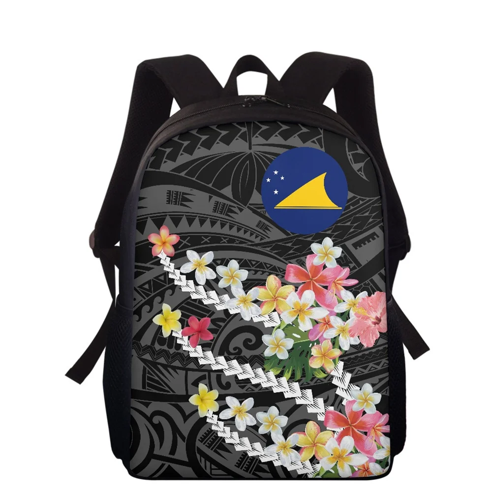 

15Inch Backpack for Unisex Polynesian Tribal Tokelau Islands Colorful Frangipani Print Custom 2022 New Fashion Travel Backpack