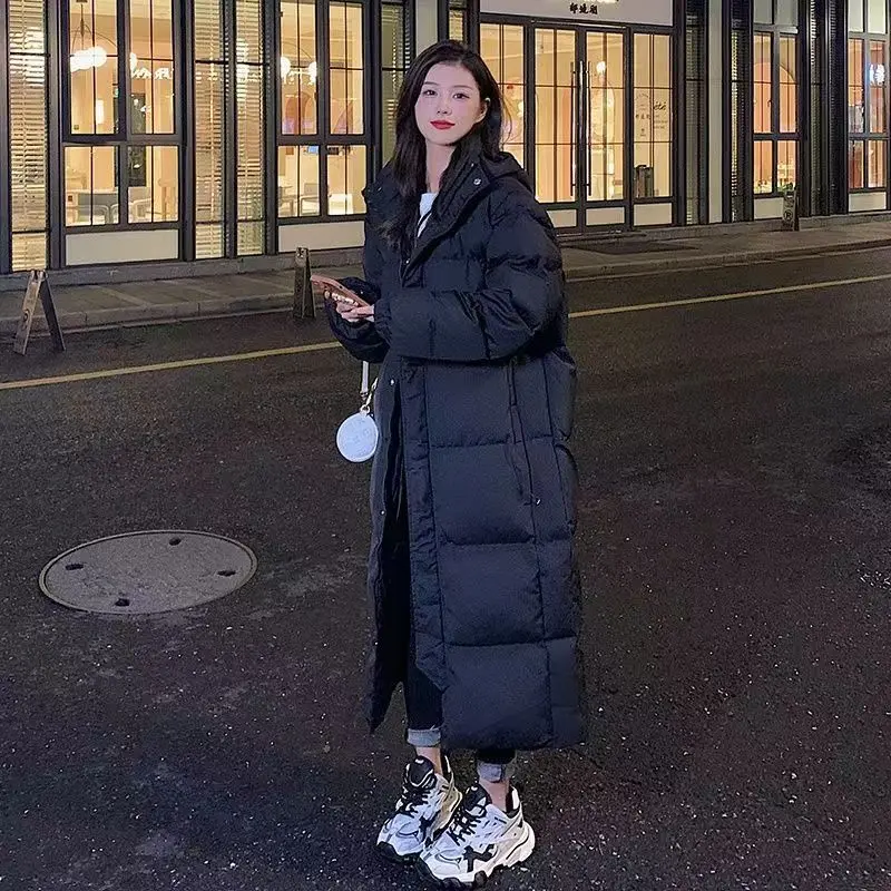 Makaka- New Solid Color Long Straight Winter Coat Casual Women Parkas Clothes Hooded Stylish Winter Jacket Female Outerwear