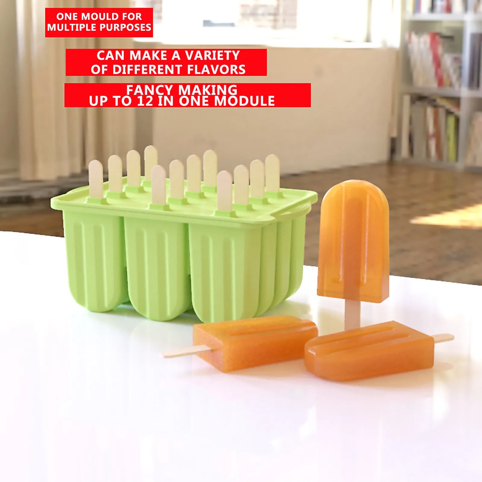 

Креативная силиконовая форма для льда, многоразовая форма «сделай сам» для фруктового льда, 12 ячеек, коробка для домашнего мороженого, кухо...