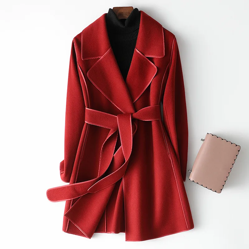 

2023 autum/winter fashion New Double-sided Cashmere Coat for Women's,Mid length Slim and Small Fragrant Fur Coat Luxury Feeling