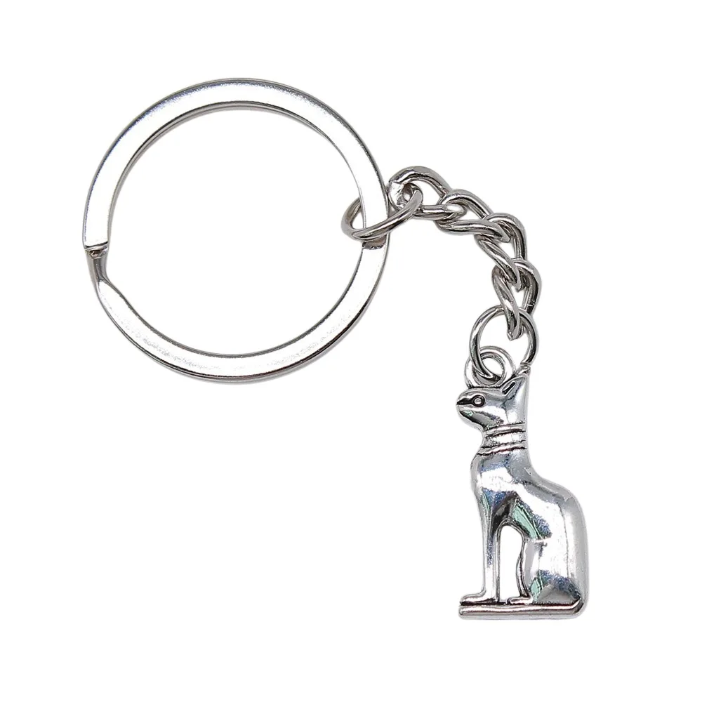 Сувениры подарок мужской брелок 2 цвета 25x12 мм с подвеской в виде египетского кота