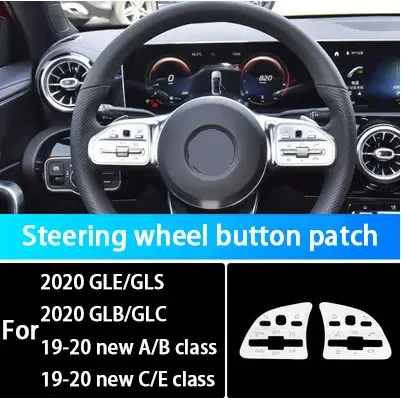 

2 шт. автомобильные накладки на кнопки на руль, наклейки для Mercedes Benz C E Class GLA200 CLA GLE GLB GLK300, автомобильные аксессуары