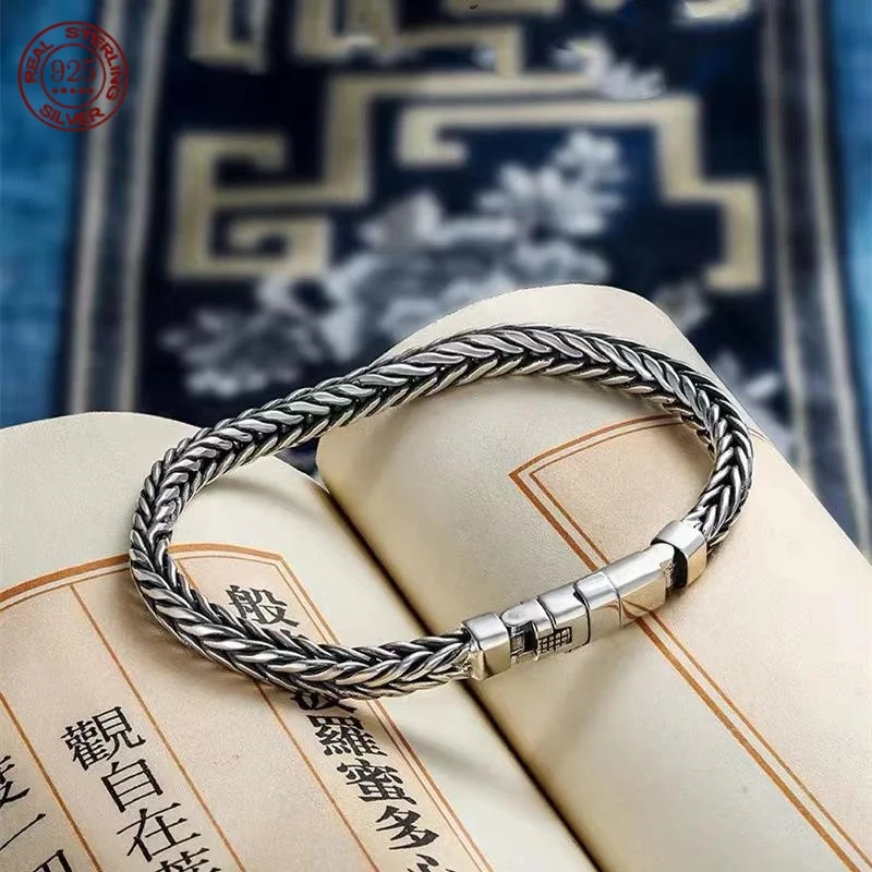 Браслет мужской из серебра 925 пробы в этническом стиле