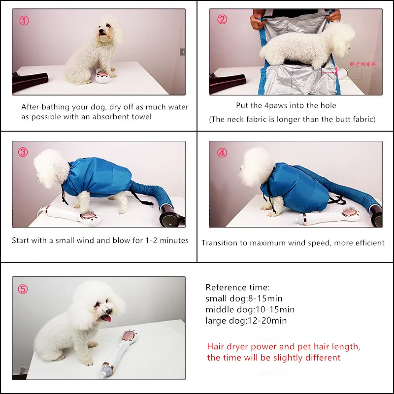 Foldable Portable Pet Supplies  Dog Hair Grooming Bags Cat Bath Hair Dryers Household Pet Drying Bags images - 6