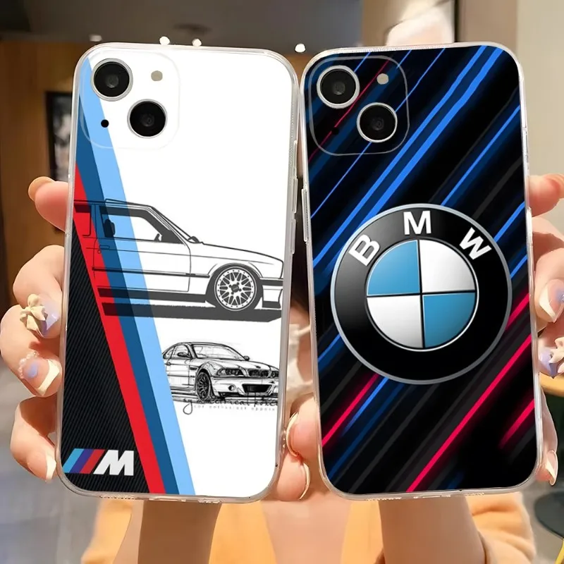 

Luxury BMW Sports Drift Car Phone Case Transparent For Iphone 14 Pro Max 11 12 Mini 13 6 6s 7 8 Plus X XR XS SE2020 Cover