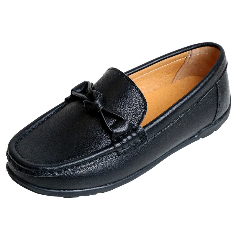 

New Boys Genuine Leather Black Shoes Children Loafers Flats Casual School Dress Performance Student Baby Kids 03A