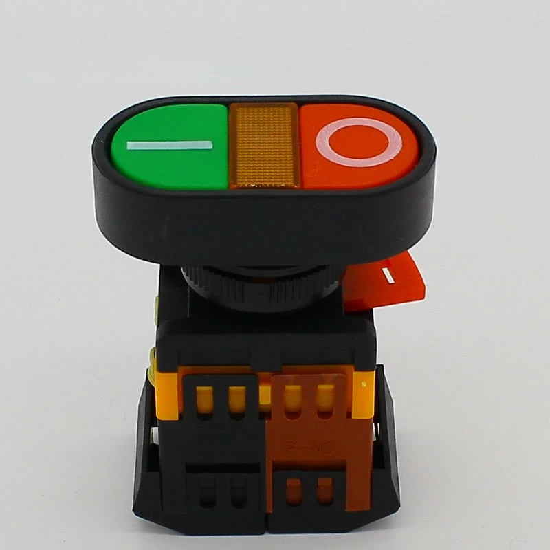 

Self Reset Yellow Indicator Double Push Button Switch 10A AC220V