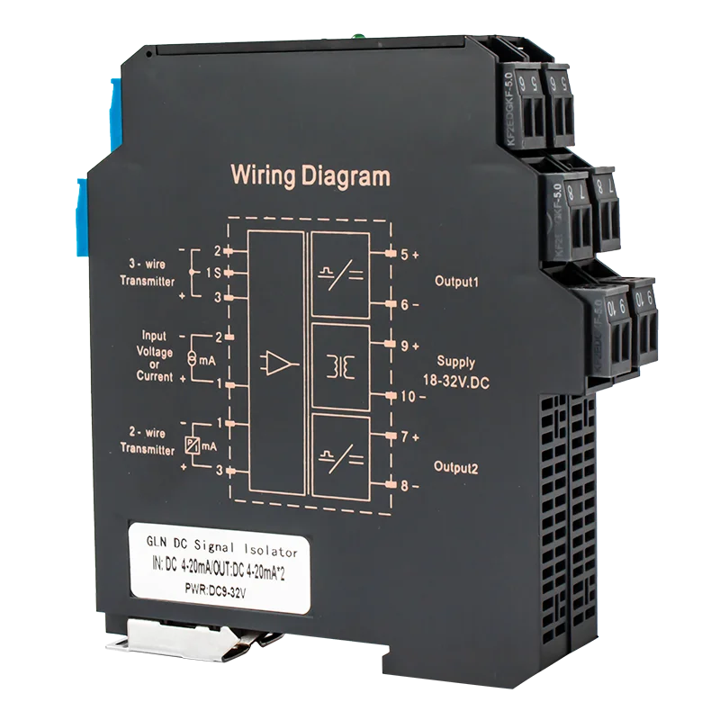 

Analog 0 10V 4 20Ma Input Output Signal Isolated Transmitter 35mm DIN Rail Analog Converter DC24V Power Supply