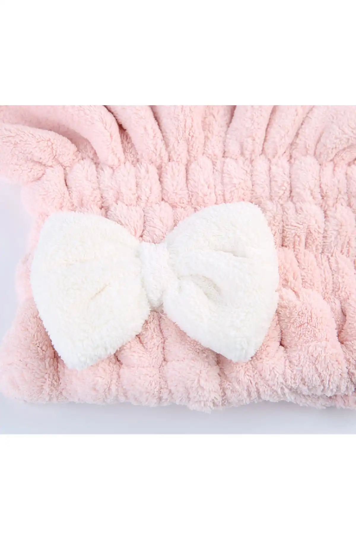 Розовое полотенце для сушки волос с бантом | Дом и сад